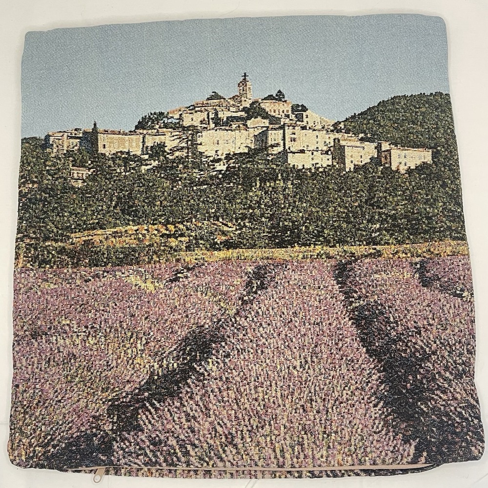 Woven Tapestry Lavender Fields Provence French Scene Made in France 16"